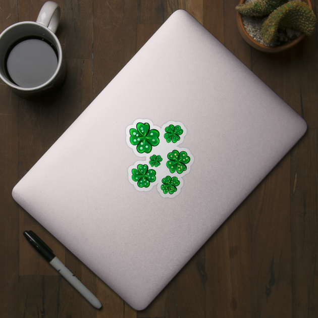 Clover Shamrocks - green 4 leaf clovers shamrock. Shenanigans The best Irish gift ideas 2024 by Artonmytee